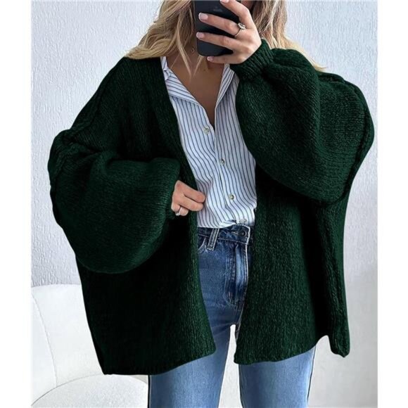 Womens Oversized Cardigan Sweaters Spinach Green - Picture 6 of 6